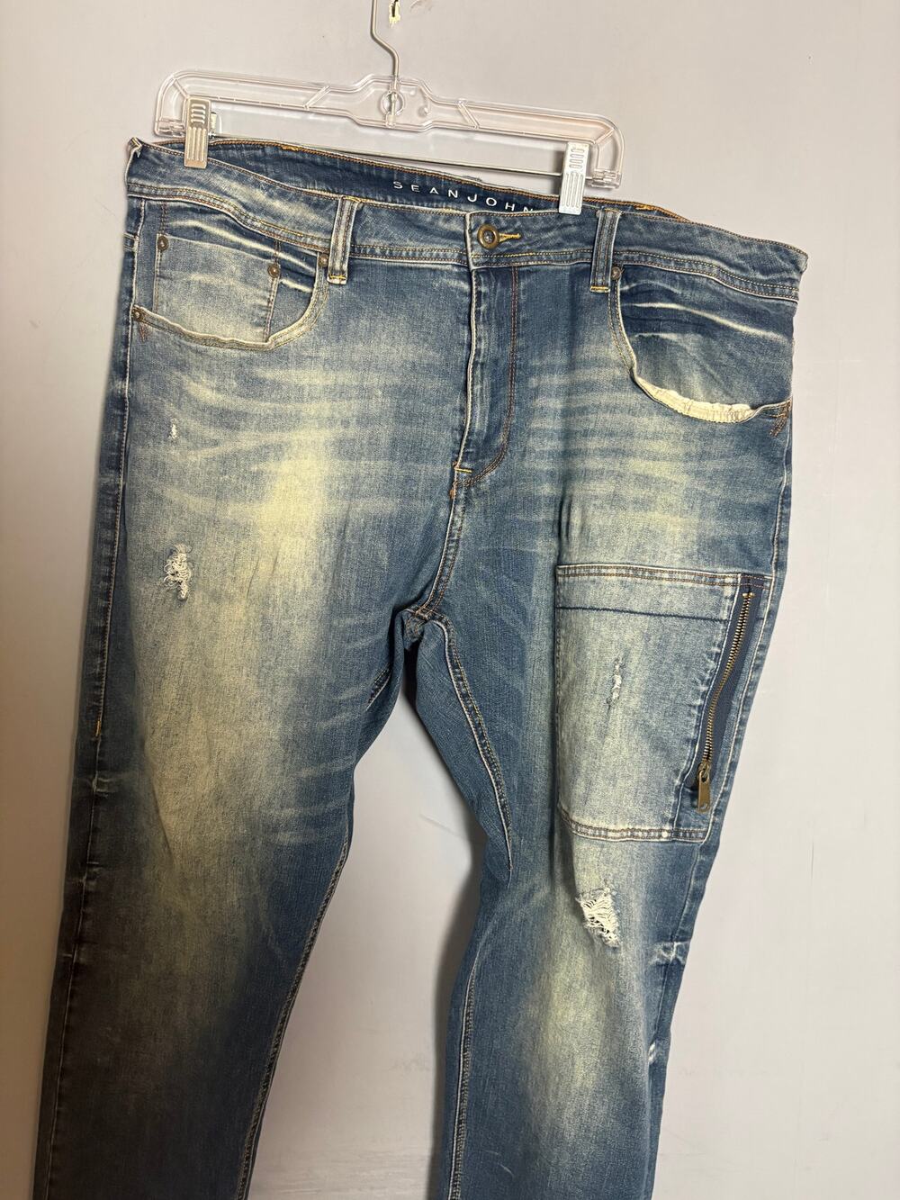 Sean John Mens 40x32 Blue Jeans Tapered Leg Cotton Blend